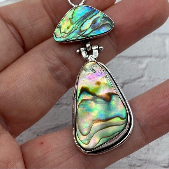 Abalone Shell Sterling Silver Pendant Boho - Picture 4 of 4